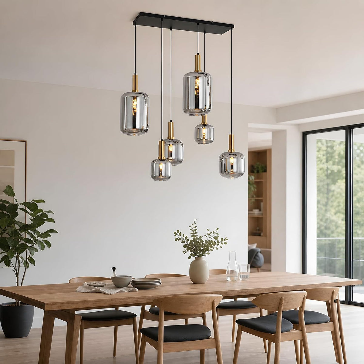 ZMH Pendelleuchte Esstisch Hängelampe Wohnzimmer 6 Flammig E27 Vintage