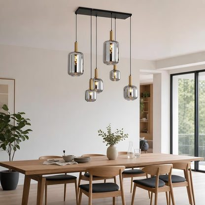 ZMH Pendelleuchte Esstisch Hängelampe Wohnzimmer 6 Flammig E27 Vintage