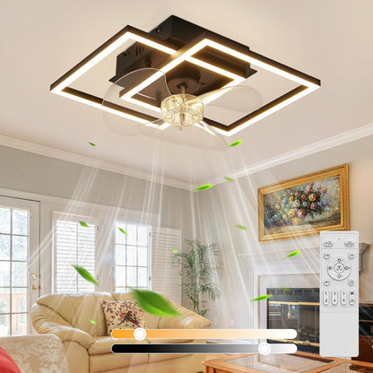 ZMH LED Deckenventilator Mit Beleuchtung 3000-6500K Dimmbar Schwarz