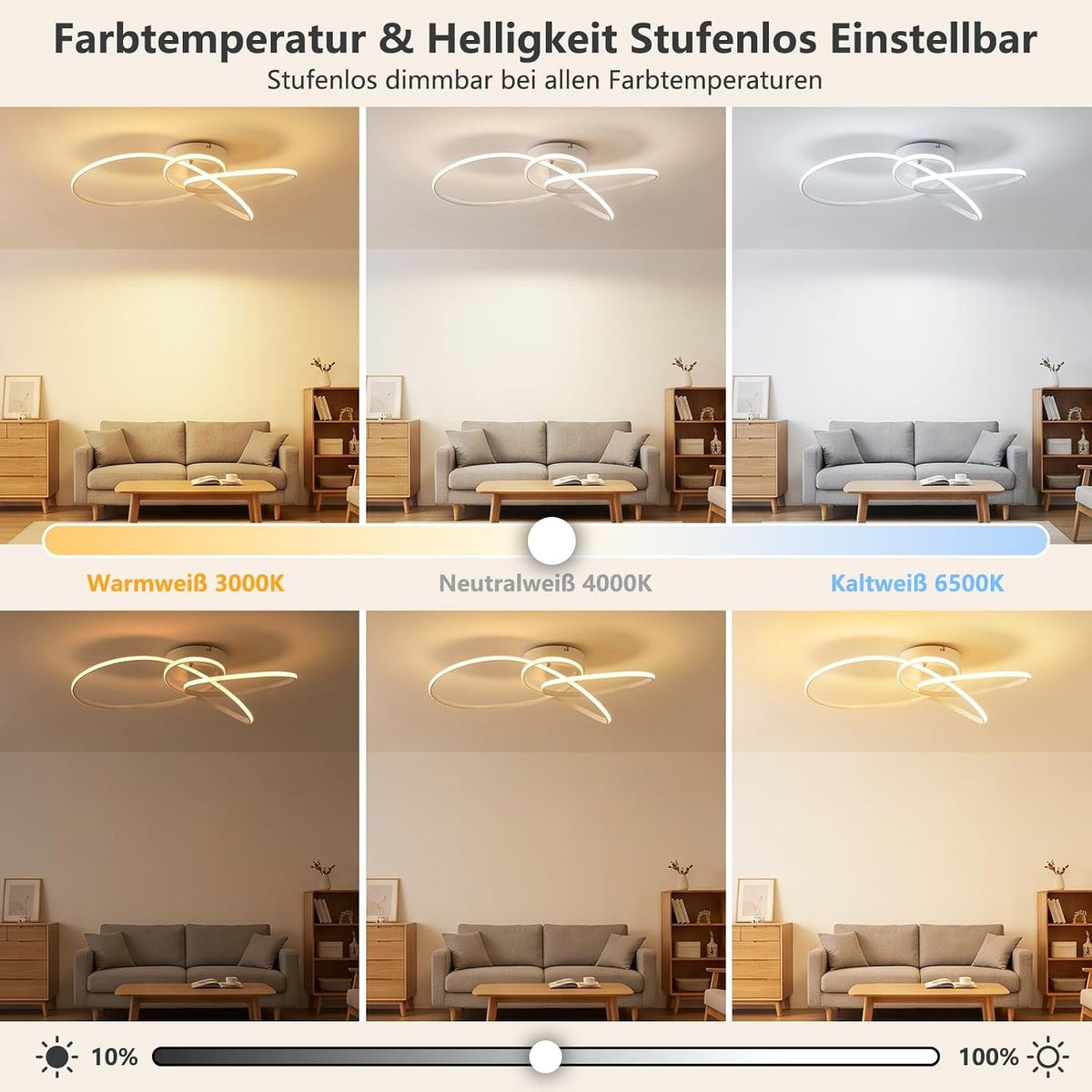 ZMH LED Deckenlampe Wohnzimmer Deckenleuchte 30W Modern Schlafzimmerlampe