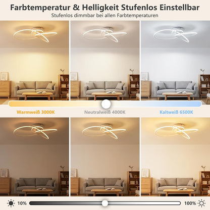 ZMH LED Deckenlampe Wohnzimmer Deckenleuchte 30W Modern Schlafzimmerlampe