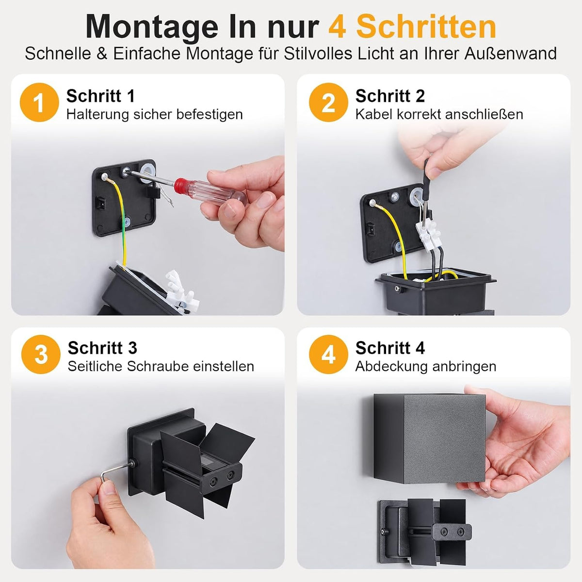 ZMH Außenwandleuchte mit Bewegungsmelder 4 Stück LED Aussenlampe 3000K