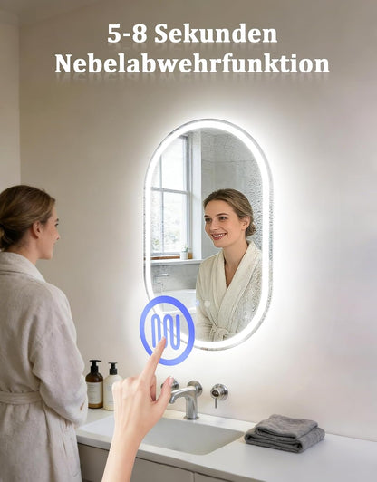 ZMH Oval Badspiegel Mit Beleuchtung,50x80 cm LED Bad Wand Spiegel Ovale