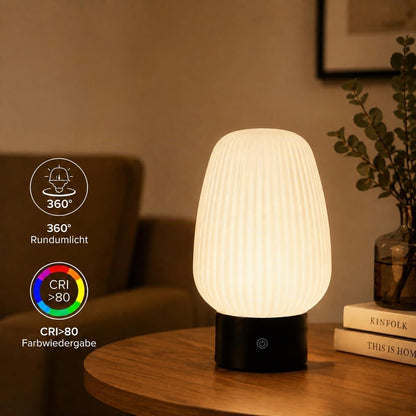 ZMH Nachttischlampe LED Tischlampe Akku - Tischleuchte Kabellos Aufladbar
