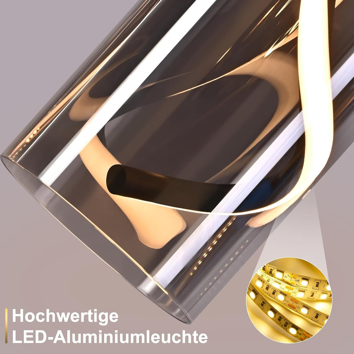 ZMH LED Hängelampe Esstisch 3-flammig 33W Hängelampe aus Rauchglas