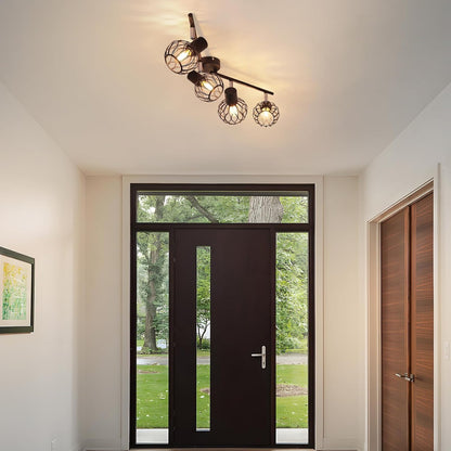 ZMH LED Deckenstrahler Schwarz, E14 Deckenlampe 4 Flammig Schwenkbar | Metall
