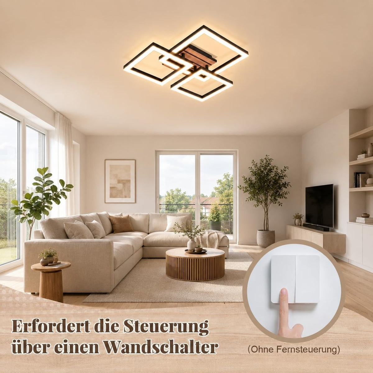 ZMH LED Deckenleuchte Schlafzimmer Deckenlampe 21W Schwarz Küchenlampe