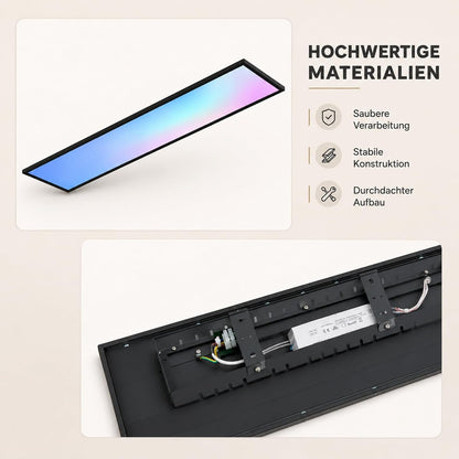 ZMH LED Panel 100x25 Cm Schwarz, LED Deckenleuchte 24 W, Deckenlampe Wohnzimmer