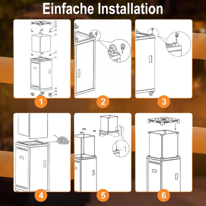 ZMH Heizstrahler Terrasse Gas 13kW Terrassenheizer Mit 360° Lenkrollen