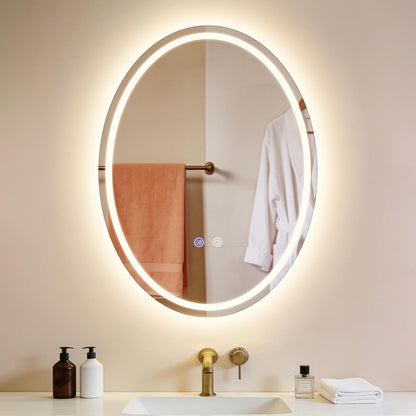ZMH Oval Badspiegel Mit Beleuchtung,60x80 cm LED Bad Wand Spiegel Ovale