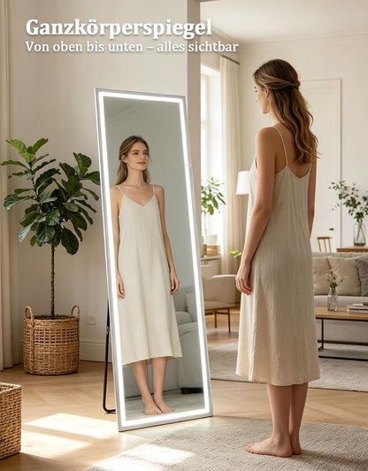 ZMH Ganzkörperspiegel Mit Beleuchtung,150cm Standspiegel Wandspiegel