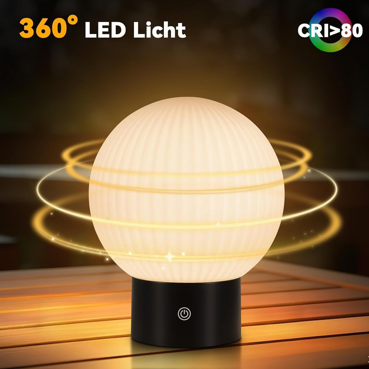 ZMH Tischlampe Kabellos Nachttischlampe LED Akku Tischleuchte Weiß Dimmbar
