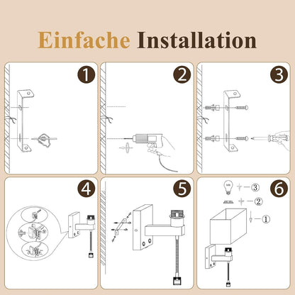 ZMH LED Wandleuchte Innen mit USB-Ladeanschluss und 2W Leselampe