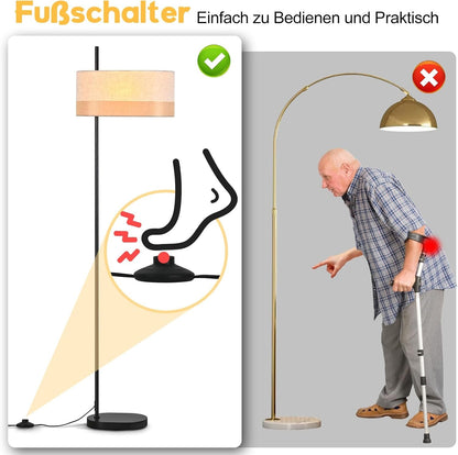 ZMH Stehlampe Vintage Stehleuchte Wohnzimmer Standlampe Stoffschirm