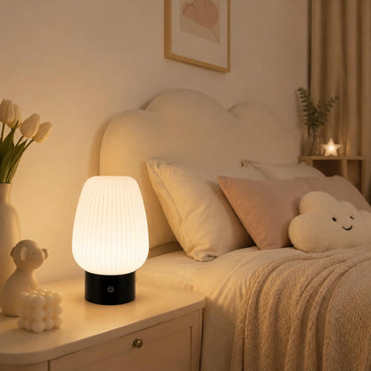 ZMH Nachttischlampe LED Tischlampe Akku - Tischleuchte Kabellos Aufladbar