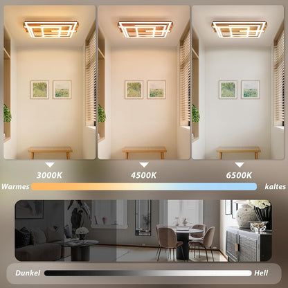 ZMH Deckenlampe LED Deckenleuchte Küche 41W Küchenlampe Schwarz Wohnzimmer