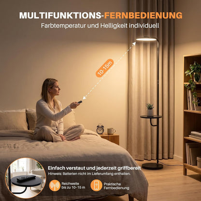 ZMH LED Stehlampe Wohnzimmer 30W Schwarz 174 cm Stehleuchte mit Fernbedienung