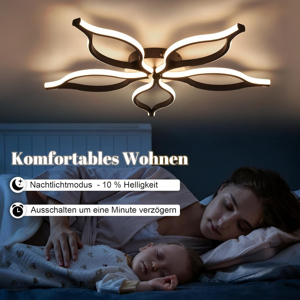 ZMH Deckenlampe Wohnzimmer LED Deckenleuchte - 80CM Wohnzimmerlampe