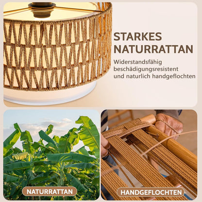 ZMH Gold Bogenlampe Wohnzimmer boho Stehlampe Rattan 3000K - 6500K