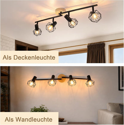 ZMH LED Deckenstrahler 1-4 Flammig Deckenlampe Schwarz Deckenleuchte