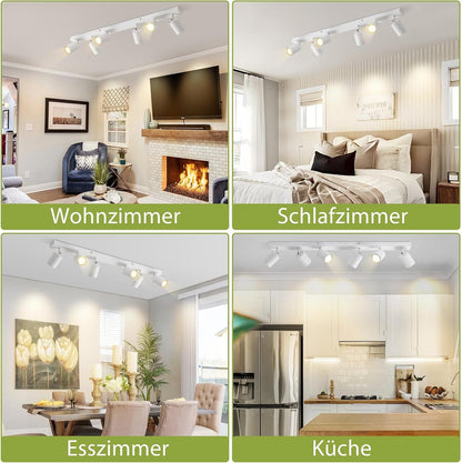 ZMH LED Deckenleuchte Weiß Deckenstrahler: GU10 Deckenlampe Spots 6 Flammig 330°Schwenkbar Deckenspots