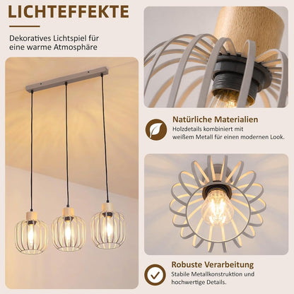 ZMH Pendelleuchte Esstisch 1-3 Flammig Modern Esszimmer Hängelampe E27