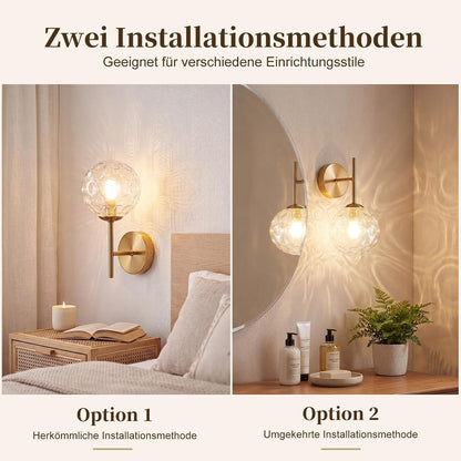 ZMH Wandleuchte Innen Wohnzimmer Wandlampe Flurlampe Gold G9 Metall