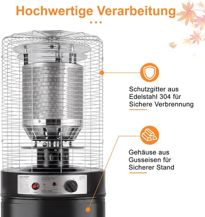 ZMH Heizstrahler Gas Outdoor 10 kW Terrassenstrahler Mit Rollen