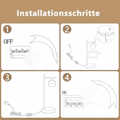 ZMH LED Tischlampe mit kabel: Schwarz Nachttischlampe aus Rauchglas und