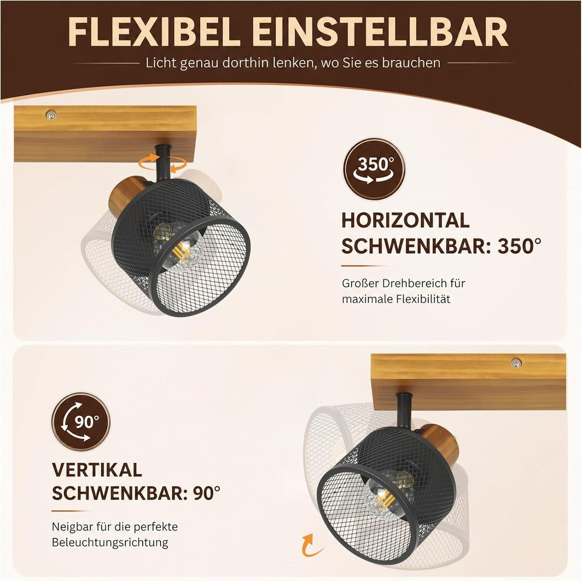 ZMH Deckenstrahler 4-1 Flammig Deckenlampe Vintage Spots Deckenleuchte Küche