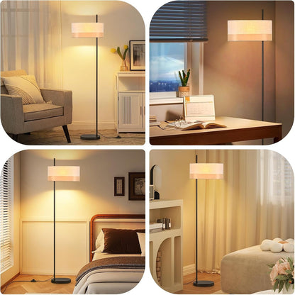 ZMH Stehlampe Vintage Stehleuchte Wohnzimmer Standlampe Stoffschirm