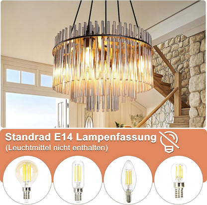 ZMH Hängelampe 5 Flammig Pendelleuchte Glas Hängeleuchte Modern