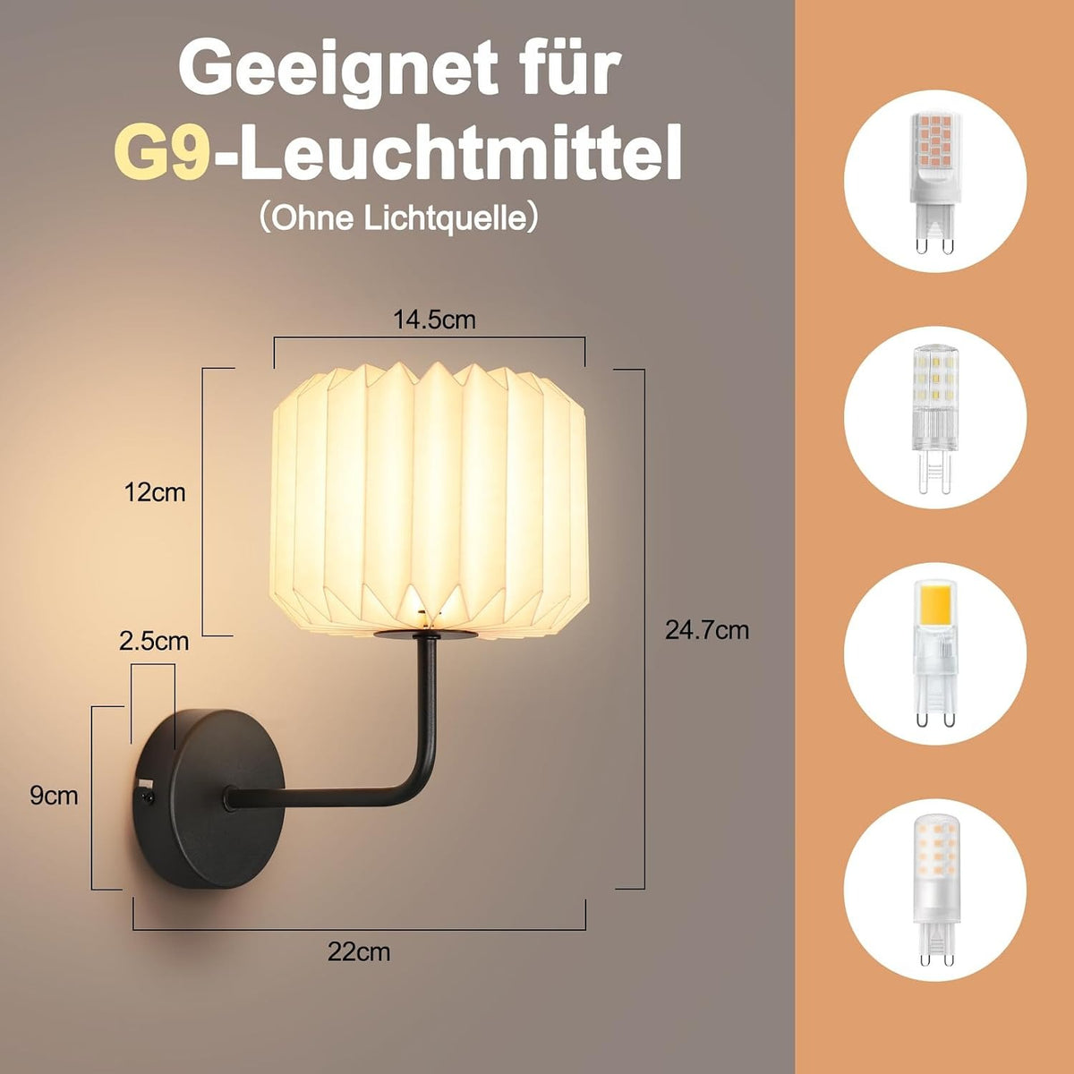 ZMH Wandleuchte Innen Wandlampe Schlafzimmer - Vintage Flur Wandbeleuchtung