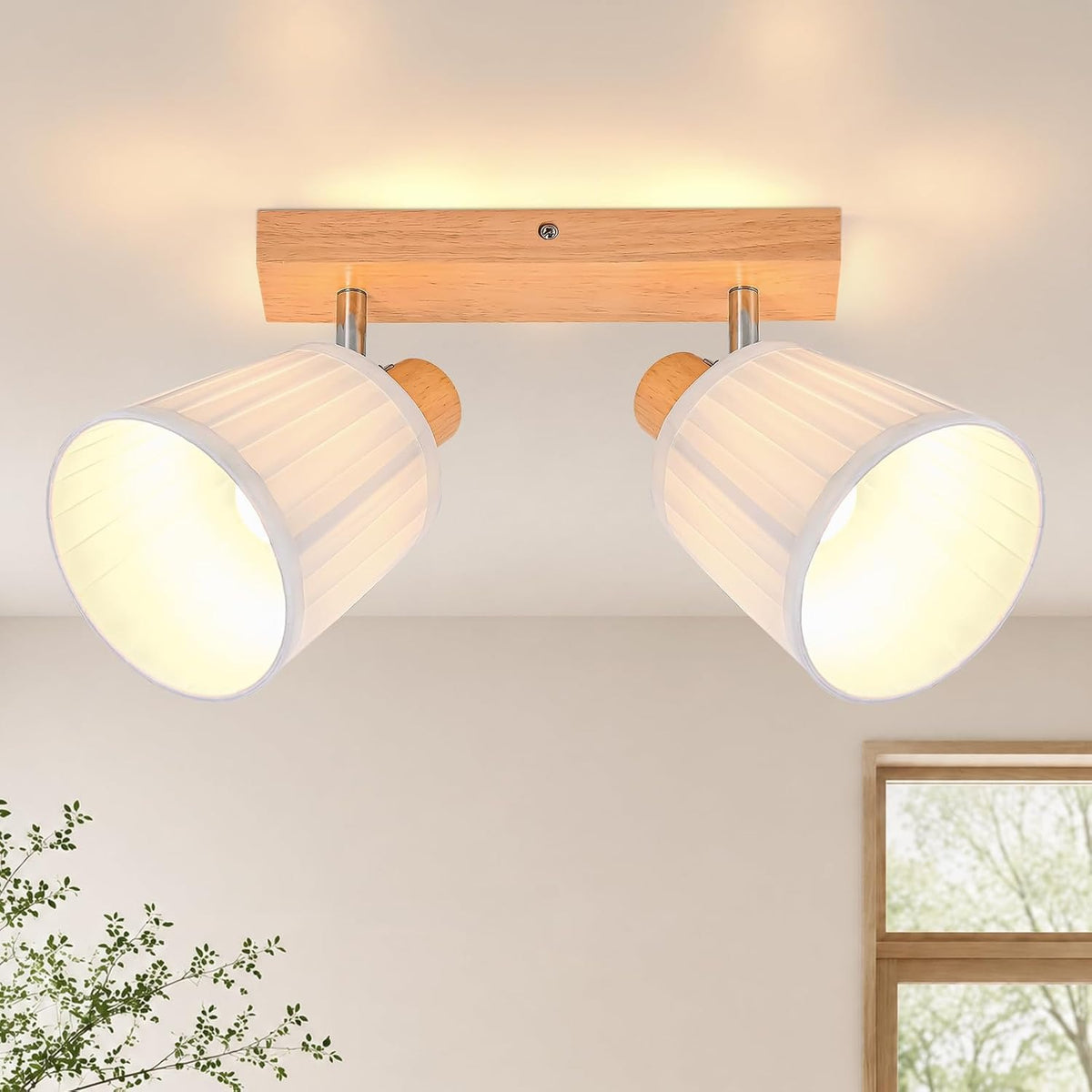 ZMH Deckenstrahler 1-4 Flammig Deckenlampe Holz Flurlampe Deckenspots