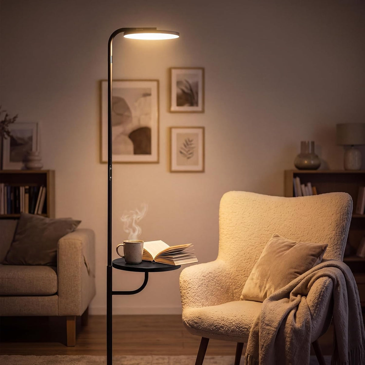 ZMH LED Stehlampe Wohnzimmer 30W Schwarz 174 cm Stehleuchte mit Fernbedienung