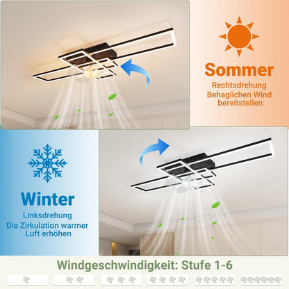 ZMH Deckenventilator mit Beleuchtung Deckenleuchte LED Deckenlampe