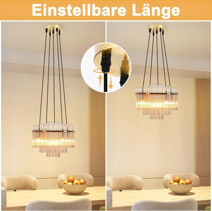 ZMH Pendelleuchte 5 Flammig Hängeleuchte Esstisch Glas Hängelampe