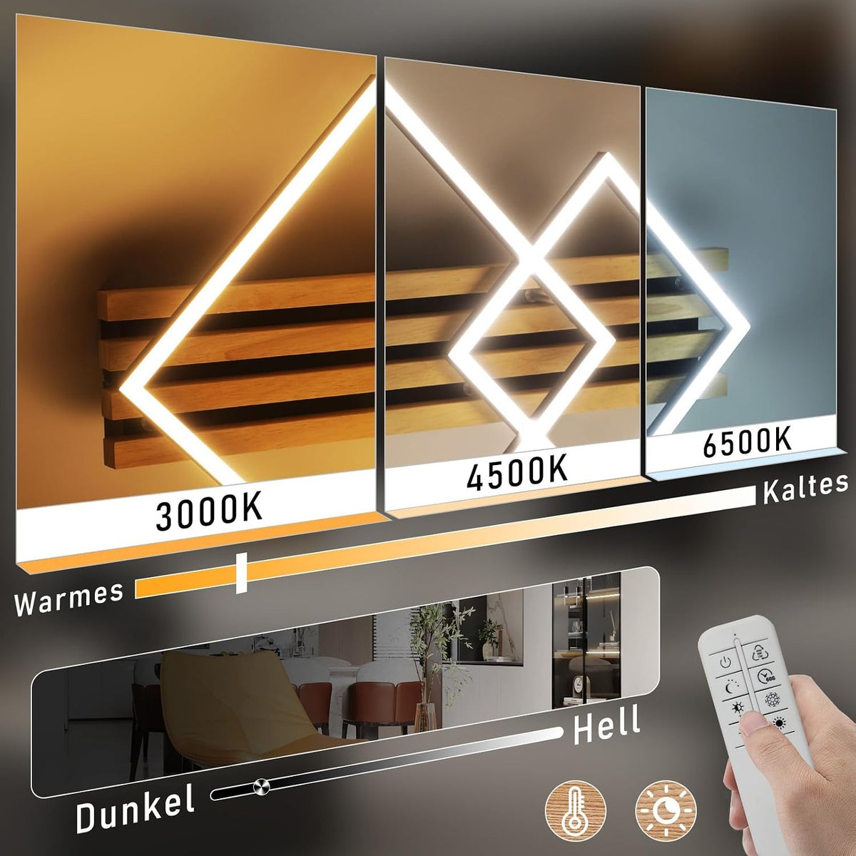ZMH LED Deckenlamape Holz Deckenleuchte Dimmbar 55CM Schlafzimmer Lampe