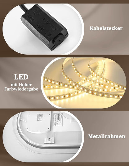 ZMH Oval Badspiegel Mit Beleuchtung,50x80 cm LED Bad Wand Spiegel Ovale