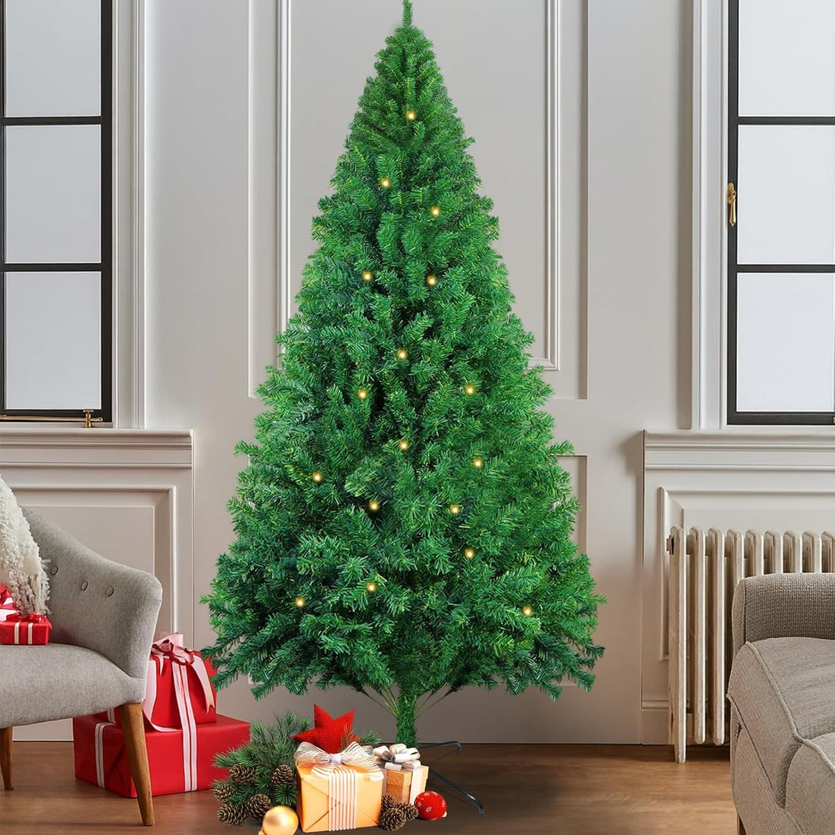 ZMH Künstlicher Weihnachtsbaum 210 cm - Spritzguss Mix aus naturgetreuem PVC