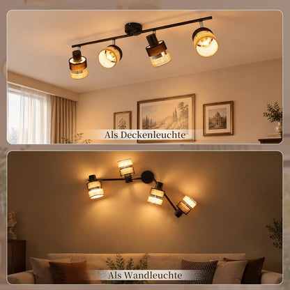 ZMH LED Deckenstrahler Deckenlampe Schwarz 4-1 Flammig Deckenleuchte
