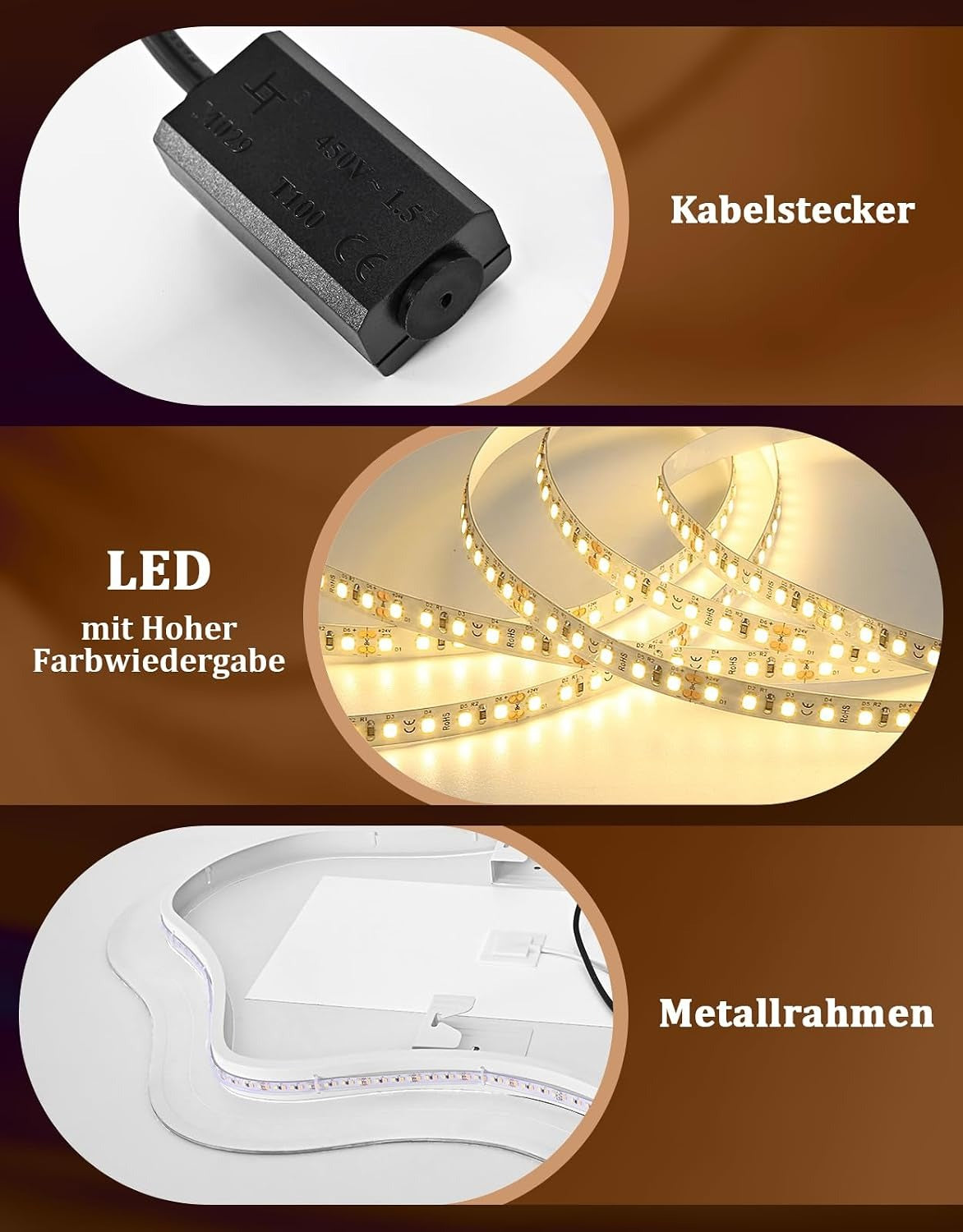 ZMH Asymmetrisch Badspiegel Mit Beleuchtung,60x80cm LED Bad Wandspiegel