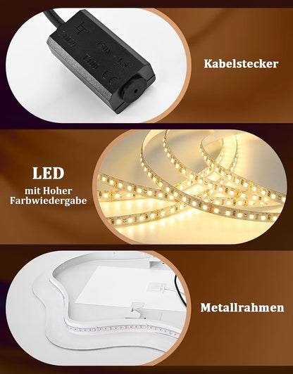ZMH Asymmetrisch Badspiegel Mit Beleuchtung,60x80cm LED Bad Wandspiegel