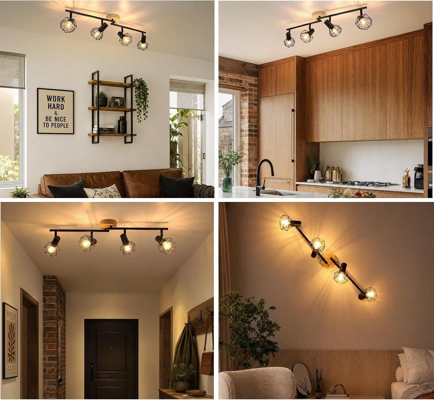 ZMH LED Deckenstrahler 1-4 Flammig Deckenlampe Schwarz Deckenleuchte