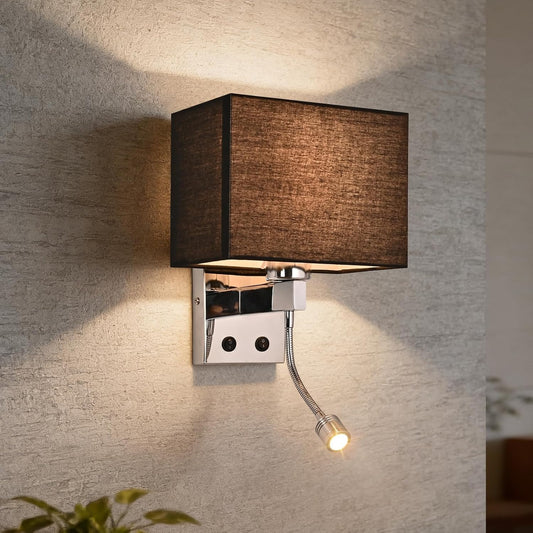 ZMH Wandlampe Innen Wandleuchte Schlafzimmer Schwarz Modern Wandstrahler