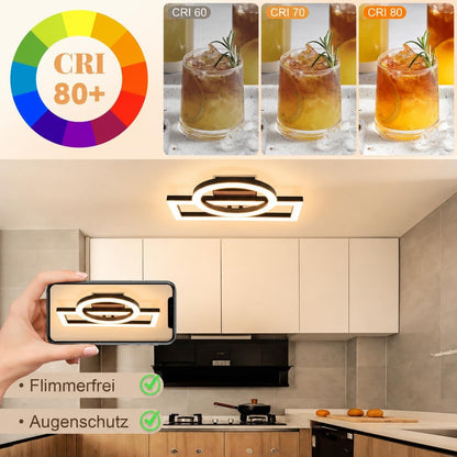ZMH Deckenlampe Wohnzimmer LED Deckenleuchte Schwarz 34,5 cm Küchenlampe