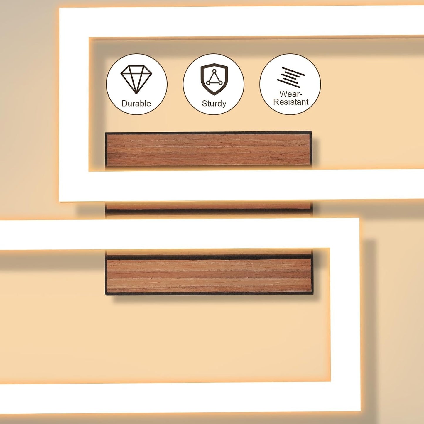 ZMH LED Deckenleuchte Schlafzimmer Deckenlampe 49CM Schwarz in Holzoptik