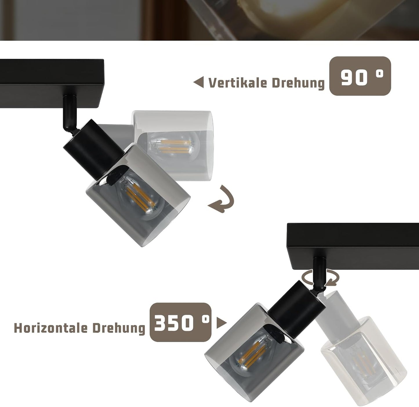 ZMH Deckenstrahler 1-4 Flammig Deckenlampe E14: Vintage Deckenleuchte
