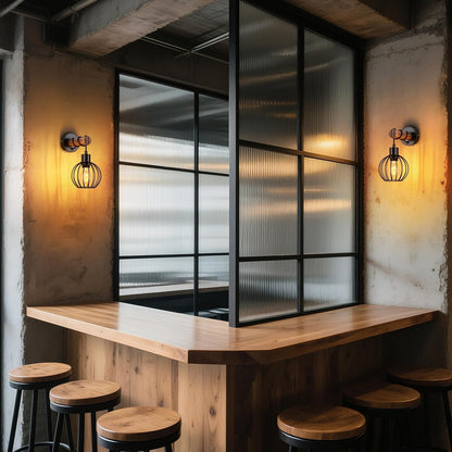 ZMH Wandleuchte Wohnzimmer Vintage Holz: Wandlampe mit Schalter Wandbeleuchtung Schwarz im industrial Design E27 Wandstrahler aus Metall Retro Bettlampe für Schlafzimmer Flur Cafe - Ohne Leuchtmittel