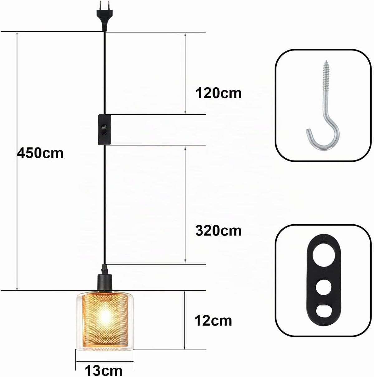 ZMH Hängelampe Vintage Pendelleuchte 1 Flammig Glas Gold Hängeleuchte mit